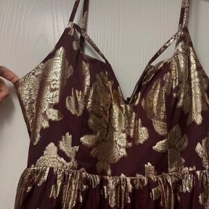 Maroon/Gold Dear Moon prom dress